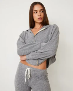 Travel Essentials|Sets*MONROW Original Fleece Zip Up Hoody GRANITE