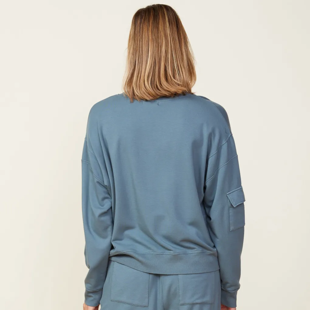 Sweatshirts*MONROW Patch Pocket Sweatshirt GREENGREY