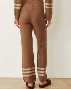 Sweats*MONROW Plush Stripe Straight Leg Sweat LATTE