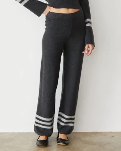 Sets|Sweats*MONROW Plush Stripe Straight Leg Sweat FADEDBLACK