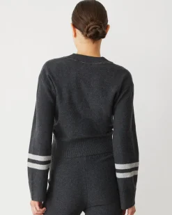 Sets|Sweaters*MONROW Plush Stripe Sweater FADEDBLACK