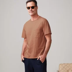 Men's Tops|Mens Sale*MONROW Relaxed Pocket Crew CARAMEL