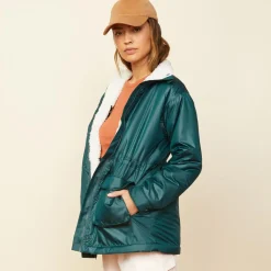Jackets*MONROW Reversible Sherpa Lined Jacket DEEPFOREST