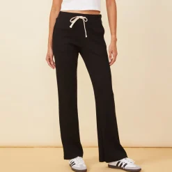 Pants|Sweats*MONROW Rib Straight Leg Pant BLACK