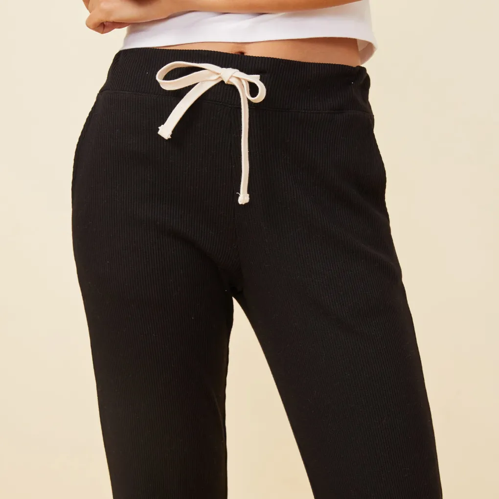 Pants|Sweats*MONROW Rib Straight Leg Pant BLACK