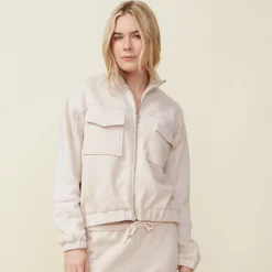 Jackets*MONROW Seamed Bomber Jacket BONE