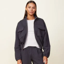 Jackets*MONROW Seamed Bomber Jacket FADEDBLACK