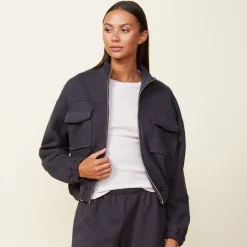 Jackets*MONROW Seamed Bomber Jacket FADEDBLACK