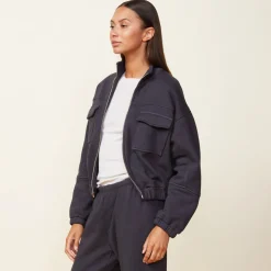 Jackets*MONROW Seamed Bomber Jacket FADEDBLACK