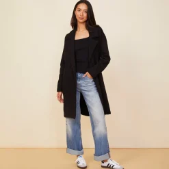 Jackets*MONROW Seamed Fleece Coat BLACK