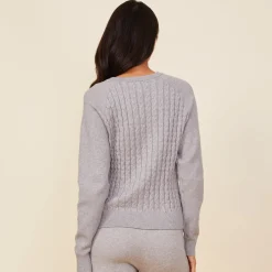 Soft Knit|Sweaters*MONROW Soft Knit Cable Sweater HEATHERGREY
