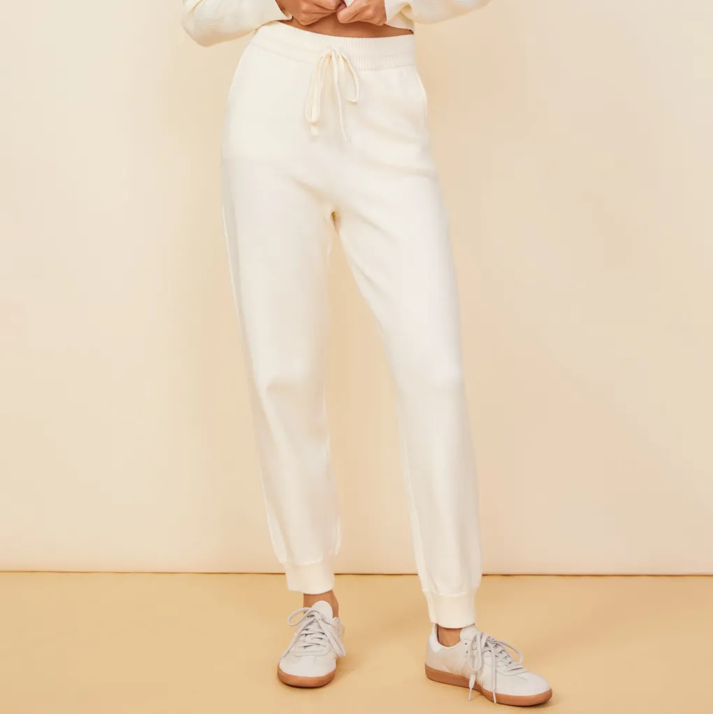 Soft Knit|Sweats*MONROW Soft Knit Cuffed Jogger IVORY