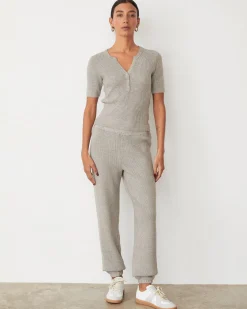 Travel Essentials|Sets*MONROW Softknit Rib Waffle Henley HEATHERGREY