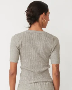 Travel Essentials|Sets*MONROW Softknit Rib Waffle Henley HEATHERGREY