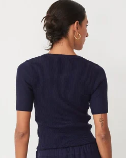 Soft Knit|Travel Essentials*MONROW Softknit Rib Waffle Henley DARKNAVY