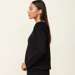 Soft Knit|Sweatshirts*MONROW Soft Knit V Neck Sweater BLACK