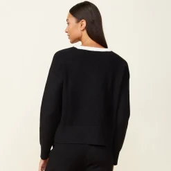 Soft Knit|Sweatshirts*MONROW Soft Knit V Neck Sweater BLACK