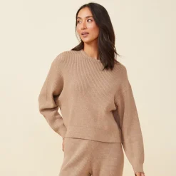 Soft Knit|Sweatshirts*MONROW Soft Knit Waffle Crew Neck Sweatshirt BARLEY