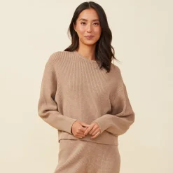 Soft Knit|Sweatshirts*MONROW Soft Knit Waffle Crew Neck Sweatshirt BARLEY