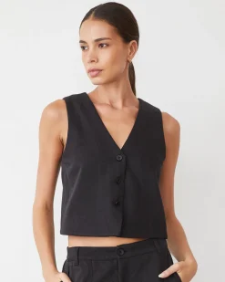 Sets|Tanks*MONROW Soft Twill Relaxed Vest FADEDBLACK