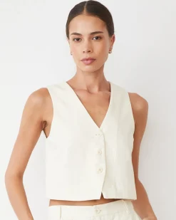 Sets|Tanks*MONROW Soft Twill Relaxed Vest BONE
