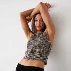 Tanks*MONROW Space-dye Crochet Racer Tank PECANMULTI