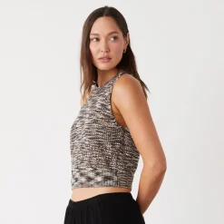 Tanks*MONROW Space-dye Crochet Racer Tank PECANMULTI