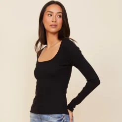 Long Sleeve*MONROW 90'S Rib Long Sleeve BLACK