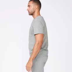 Men's Tops|Mens Sale*MONROW Stone Wash Relaxed Pocket Crew GUNMETAL