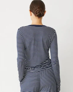Sets|Long Sleeve*MONROW Stripe Henley NAVYSTRIPE