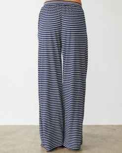 Sets|Sweats*MONROW Stripe Jersey Wide Leg Pant NAVYSTRIPE