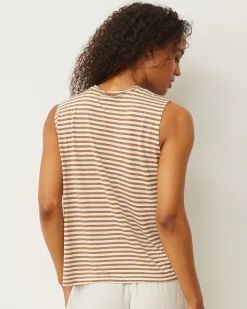Tanks*MONROW Stripe Muscle Tank SAHARASTRIPE