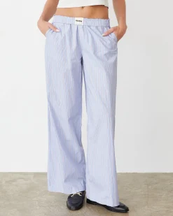 Poplin|Sets*MONROW Stripe Poplin Boxer Pants BLUEMAROONSTRIPE