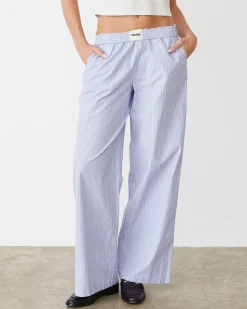 Poplin|Sets*MONROW Stripe Poplin Boxer Pants BLUEMAROONSTRIPE