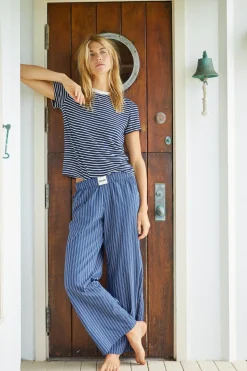 Poplin|Pants*MONROW Stripe Poplin Boxer Pants NAVYSTRIPE