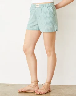 Poplin|Shorts*MONROW Stripe Poplin Boxer Short CACTUS