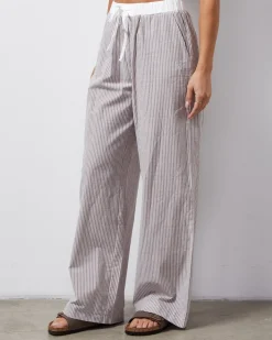 Poplin|Pants*MONROW Stripe Poplin Pant PECANSTRIPE