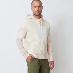 Men's Tops|Mens Sale*MONROW Sunburst Tie Dye Pullover Hoody BONE/WHITE/TAUPE