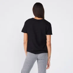 Tees*MONROW Super Fine Jersey Oversized Crew Neck Tee - BLACK