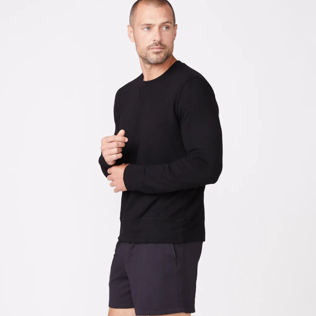Mens Classics|Men's Classics*MONROW Supersoft Crew Neck Sweatshirt BLACK