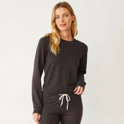 Supersoft*MONROW Supersoft Crew Neck Sweatshirt WASHEDBLACK