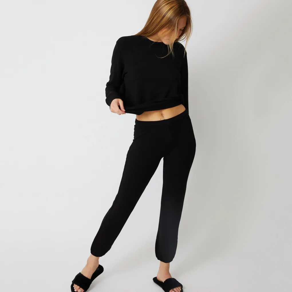 Supersoft*MONROW Supersoft Elastic Waist Sweats BLACK