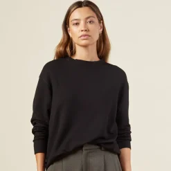 Sweatshirts*MONROW Supersoft Fleece Boyfriend Sweatshirt BLACK