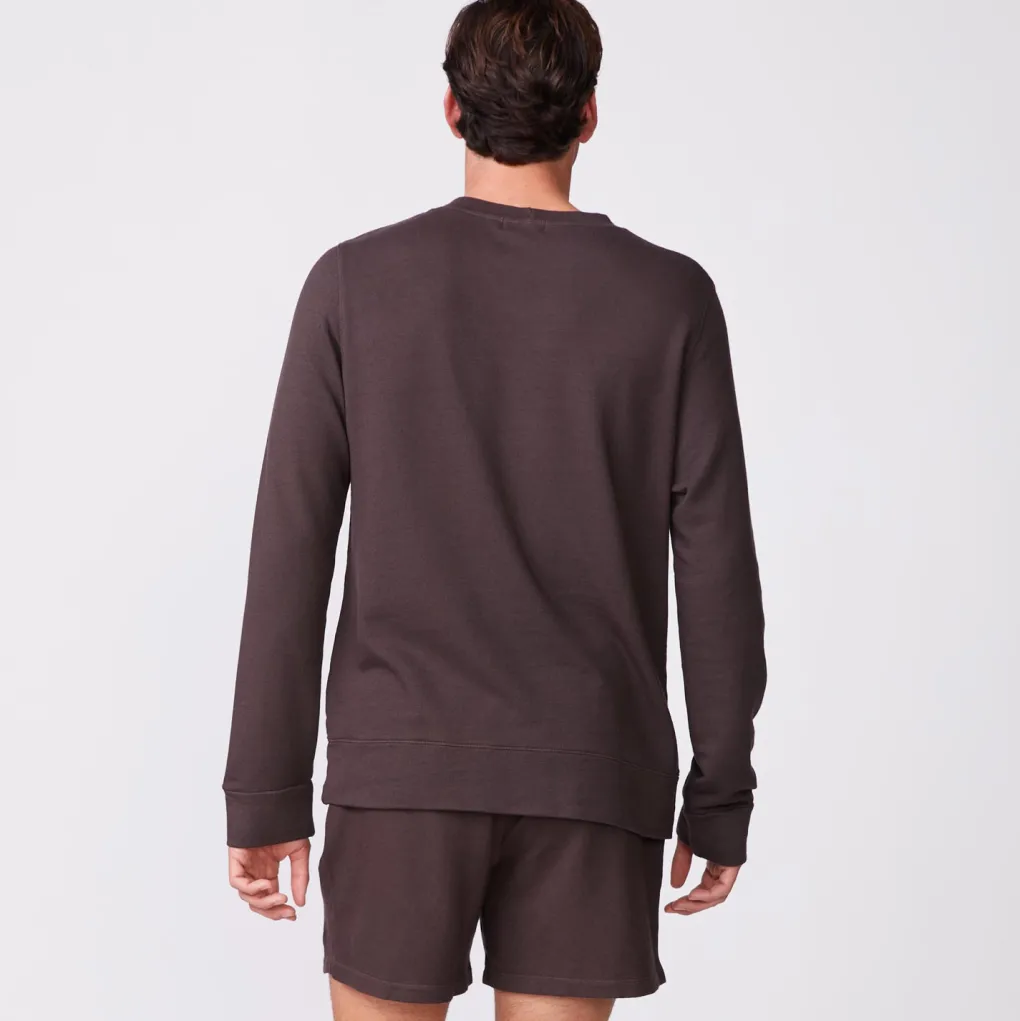 Mens Sale|Men's Sale*MONROW Supersoft Fleece Crew Neck Sweatshirt COCOA