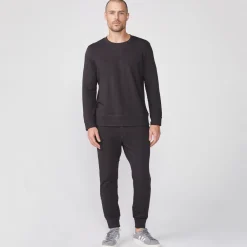 Mens Sale|Men's Sale*MONROW Supersoft Fleece Crew Neck Sweatshirt FADEDBLACK