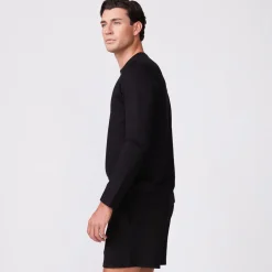 Mens Sale|Men's Sale*MONROW Supersoft Fleece Crew Neck Sweatshirt BLACK