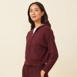 Zip-Up Hoodies*MONROW Supersoft Fleece Girlfriend Zip Up Hoody MERLOT