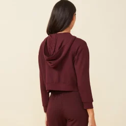 Zip-Up Hoodies*MONROW Supersoft Fleece Girlfriend Zip Up Hoody MERLOT