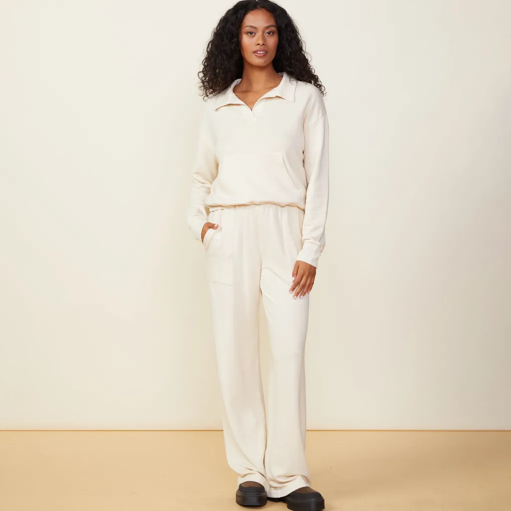 Sweats*MONROW Supersoft Fleece Patch Pocket Sweat OFFWHITE