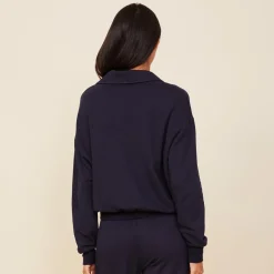 Sweatshirts*MONROW Supersoft Fleece Polo Sweatshirt NEPTUNE